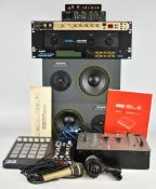 Home studio recording and DJ equipment to include Alesis Monitor One speakers, RA-100 reference