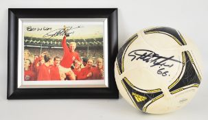 Sir Geoff Hurst a signed Adidas leather football, autographed with ‘66’ beneath, together with a