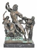 Bronze figure of the Trojan priest Laocoön and his two sons being crushed by sea serpents, with