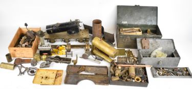 Live steam locomotive and traction engine parts to include a 3½ inch gauge tender chassis, copper