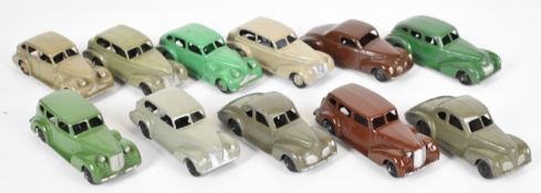 Eleven Dinky Toys '39 series' diecast model cars to include Studebaker Commander Coupé, Oldsmobile