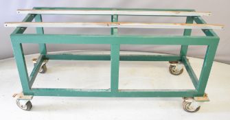 Wheeled display or storage trolley for live steam locomotives, adjustable to suit both 7¼ and 5 inch