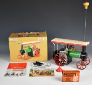 Mamod TE1A live steam tractor or traction engine with lever reverser and whistle with pull ring,