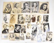 Collection of sixty vintage black and white photographs and photo postcards of famous personalities,