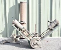 V twin live steam narrow boat engine, likely late 19th or early 20th century, with ahead and