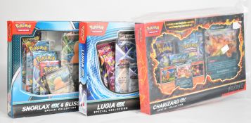 Pokémon TCG - Three Special Collection boxed sets comprising Charizard ex, Lugia ex and Snorlax ex &