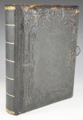 Victorian musical photograph album containing a number of photographic portraits, floral colour