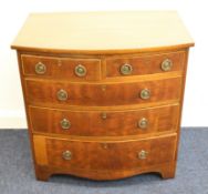 19th/20thC mahogany bachelor's bow fronted chest of two over three graduated drawers, W60 x D41 x