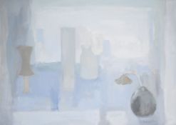 Margaret Firth (1897-1991) watercolour on board still life of a vase with flower, glasses etc,