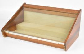 Mid century modern mahogany and metal stepped shop countertop display case, W43 x D30 x H18cm