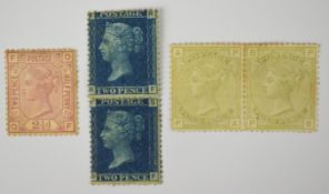 Small selection of mint GB Queen Victoria stamps, comprising pair 1873 4d sage green (SG 153)
