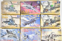 Fourteen Italeri 1:144 scale plastic model military aircraft kits comprising sets 871, 872, 873 (