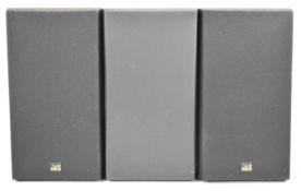 Three ATC SMC 20 speakers in natural wood and black finish, serial nos. 001195, 001196 and 001383,