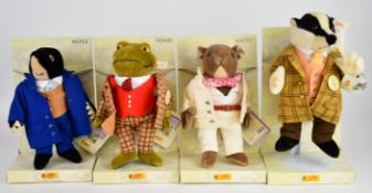 Four Steiff Wind in the Willows plush toys comprising Ratty, Toad, Badger and Mole, each with tags/