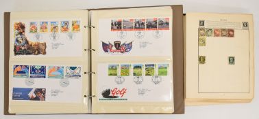 Album of world stamps and an album of GB first day covers. World stamps in well filled Wayfarer