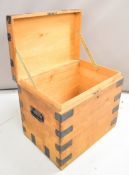 19th/20thC metal bound pine / ash twin handled silver chest, W56 x D39 x H47cm