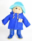 Gabrielle Designs Paddington Bear with turquoise felt hat, blue duffle coat, blue wellington boots