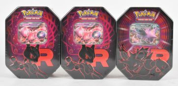 Pokémon TCG - Three Destined Rivals Team Rocket collector tins comprising Mewtwo and Nidoking