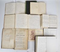 Victorian manuscript commonplace books and journals with handwritten poetry, verse, religious and