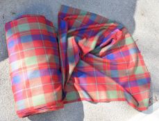 Large bolt or roll of tween tartan cloth, probably wool, width 140cm