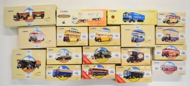 Eighteen Corgi Classics diecast model trucks and buses to include Bedford Pantechnicon Masons 97089,