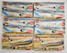 Six Airfix 1:144 scale plastic model DC-10 McDonnell Douglas kits comprising four KLM 06179-3 and