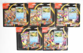 Pokémon TCG - Five Mega Evolution blister packs, each containing three booster packs and promo card,