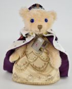 Merrythought 'Celebration of a Reign' Queen Elizabeth II Teddy bear with blonde mohair, blue eyes,