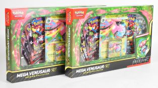 Pokémon TCG - Two Mega Venusaur ex Premium Collection boxed sets, each containing eight booster