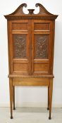 19thC Victorian mahogany bookcase on oak stand/table with moulded decoration and adjustable shelves,