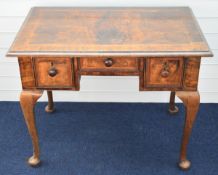 18thC inlaid walnut lowboy raised on four cabriole legs, W86 x D55 x H69cm