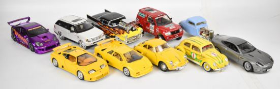 Ten 1:18 scale diecast model sports cars by Maisto, Solido, Bburago and others to include Bugatti