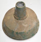 Two green enamel industrial style lamp shades, diameter 44cm