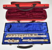 Emerson silver plated flute, Elkhart, Indiana, USA, serial No. D06368-1, in fitted case with