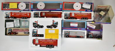 Eight Corgi 1:50 scale diecast model Scotlands Finest-Pollock (Scotrans) Ltd haulage vehicles to