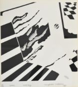 Two mid century modern abstract graphic limited edition screen prints Jacob's Ladder 8/25 and Silk