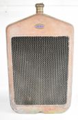 Believed 1929 Wolseley vintage car radiator and cap, with blue enamel badge to front, overall size