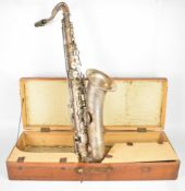 Silver plated tenor saxophone by International Musical Instrument Co. New York, likely 1930's, in