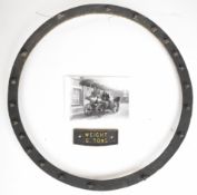 Tasker 6 ton showman's road locomotive or engine 6 ton weight plate together with a chimney ring
