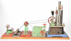 Wilesco D455 live steam stationary engine, with water level sight glass, lever operated whistle,