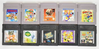 Ten Nintendo Game Boy computer game cartridges comprising Super Mario Land, Super Mario Land 2,