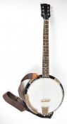 Gold Tone Cripple Creek six string banjo in vintage brown finish with maple resonator/neck, chrome