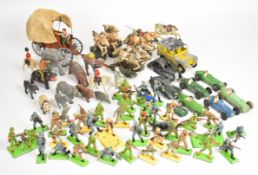 A collection of Britains and similar cowboys and toy soldiers, together with a small group of