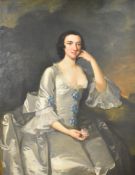 Richard Wilson RA (1713-1782) oil on canvas, three quarter length portrait of a woman seated in a