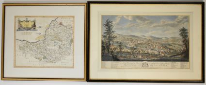 T Robins hand coloured etching 'The Prospect from Beechencliff' of the city of Bath, published