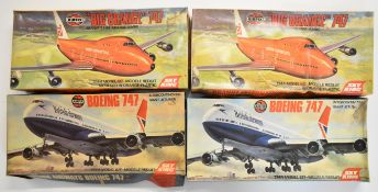 Four Airfix 1:144 scale plastic model Boeing 747 aeroplane kits comprising British Airways 08170-