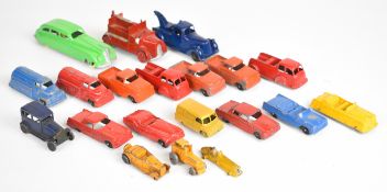 Twenty vintage diecast model cars by Tootsie Toys, Toby Toy and Charbens to include Ford