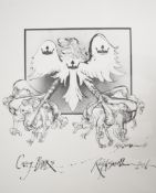 Ralph Steadman ‘Caring Banks’ satirical print featuring Barclays logo, signed and dated by the