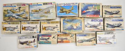 Sixteen Crown 1:144 scale plastic model military aircraft kits to include Spitfire Mk.5 Supermarine,