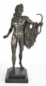Bronze figure of Apollo Belvedere the Greek god of archery, with impressed 'Antico' to base and